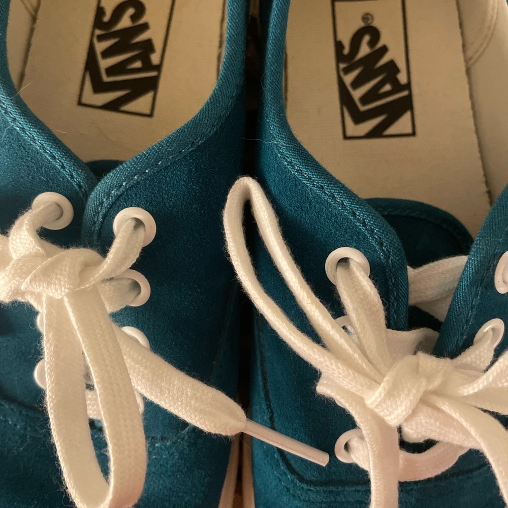 Teal suede lace up vans